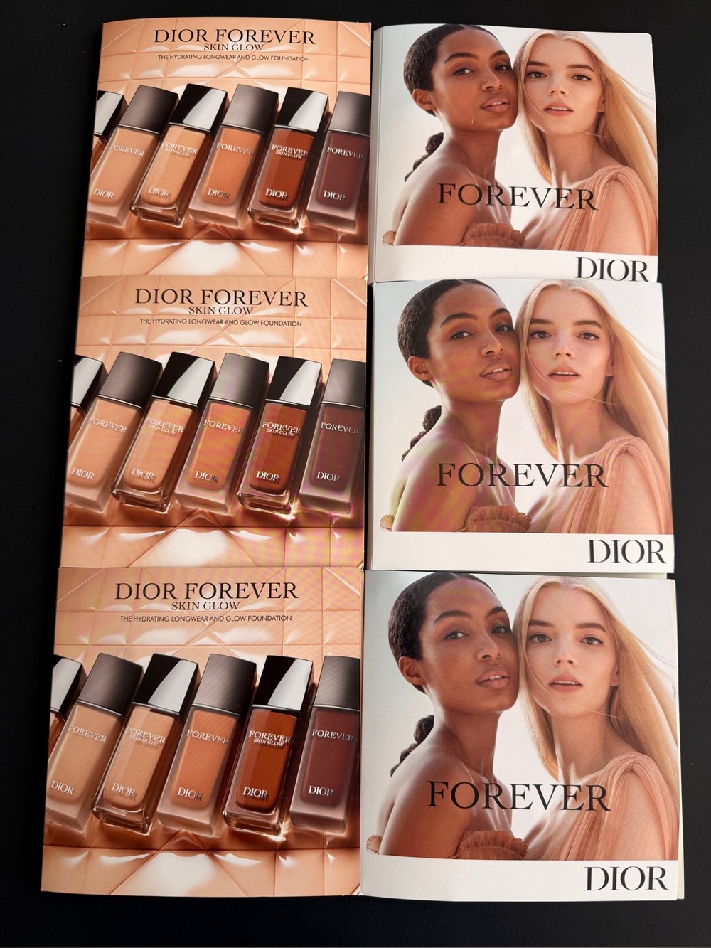 6 x Dior Forever Skin Hydrating Glow Foundation Sample Card (9 Shades of each)